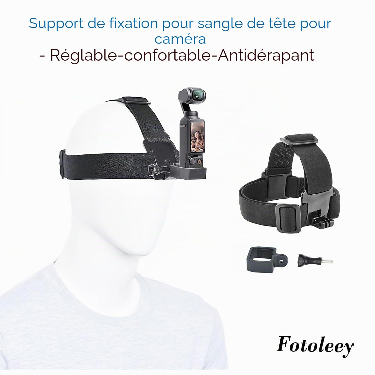 Kit de Montage 4-en-1 Compatible avec DJI Osmo Pocket 3 / Pocket 4 - Harnais de Poitrine, Bandeau de Tête, Clip de Sac à Dos et Bracelet de Poignet, Accessoires de Vlogging POV Mains Libres