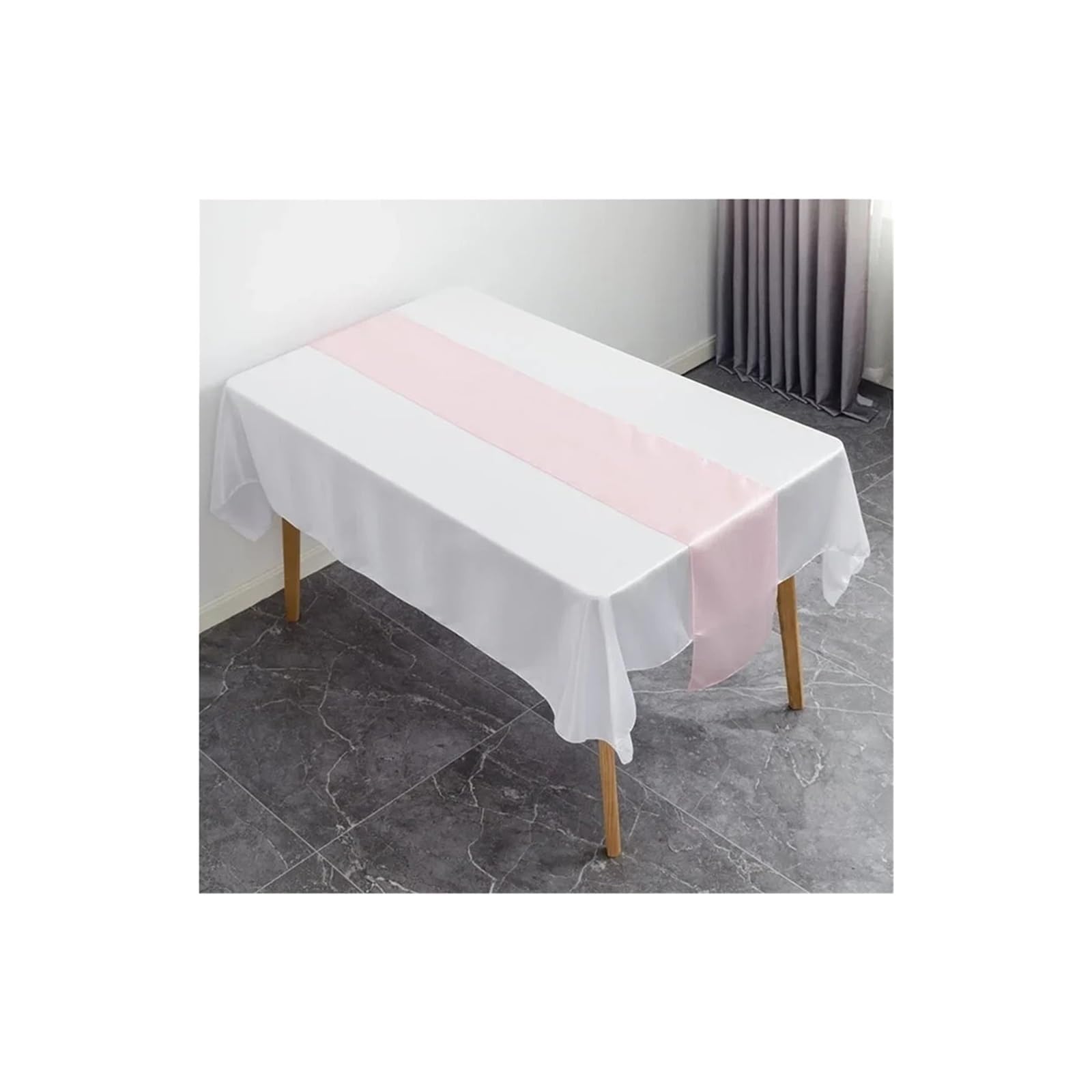 Table Runner 6PCS Table Runner Satin Shiny Colour Wedding Decoration Hotel Birthday Party Show Banquet(Pink)