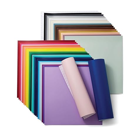 Cricut Vinyle Amovible | Tout | 30,5cm x 30,5cm (12" x 12") | 43 x Feuilles de Vinyle Adhésif, 2 x Bande de Transfert | Compatible avec toutes les machines de découpe Cricut