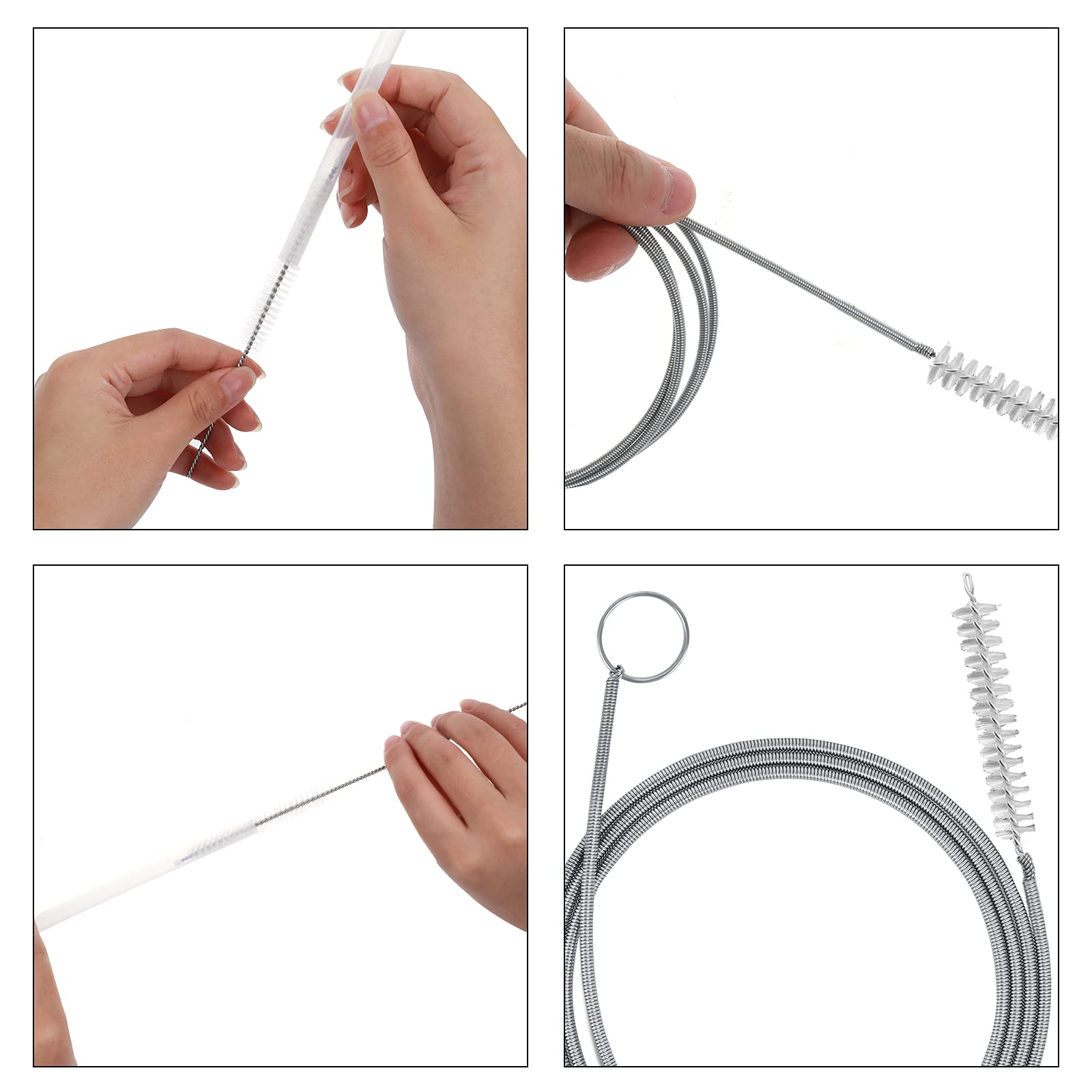 Spazzola di scarico flessibile per tubo lungo, 152,4 cm, spazzola per la pulizia con setole in nylon morbido con setole in nylon morbido, spazzola per la pulizia del tubo, strumento di dragaggio