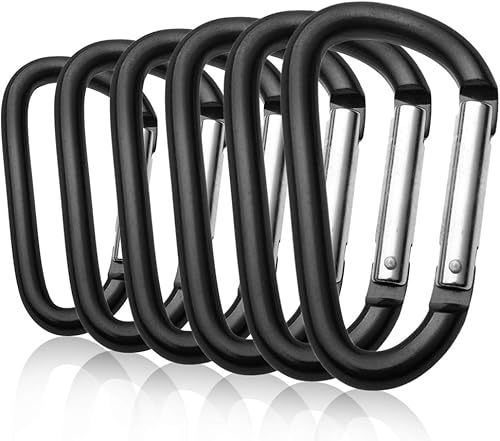 GOGO 48PCS mosquetón clip de llavero de 3 pulgadas, gancho de mosquetón de metal de aluminio en forma de D