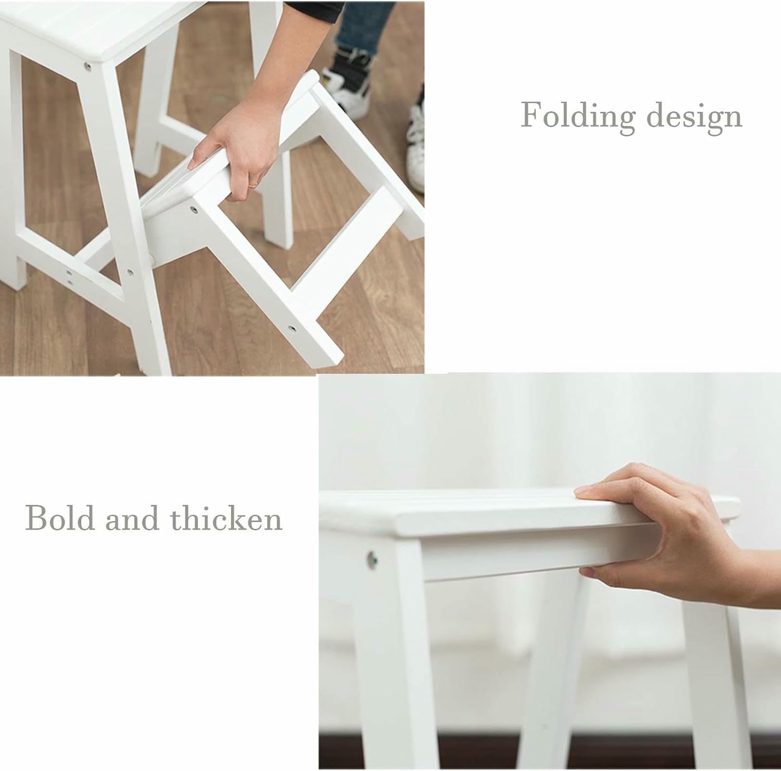 Taburete plegable madera 2 escalones para acceso y almacenamiento a la cocina diseño que ahorra espacio