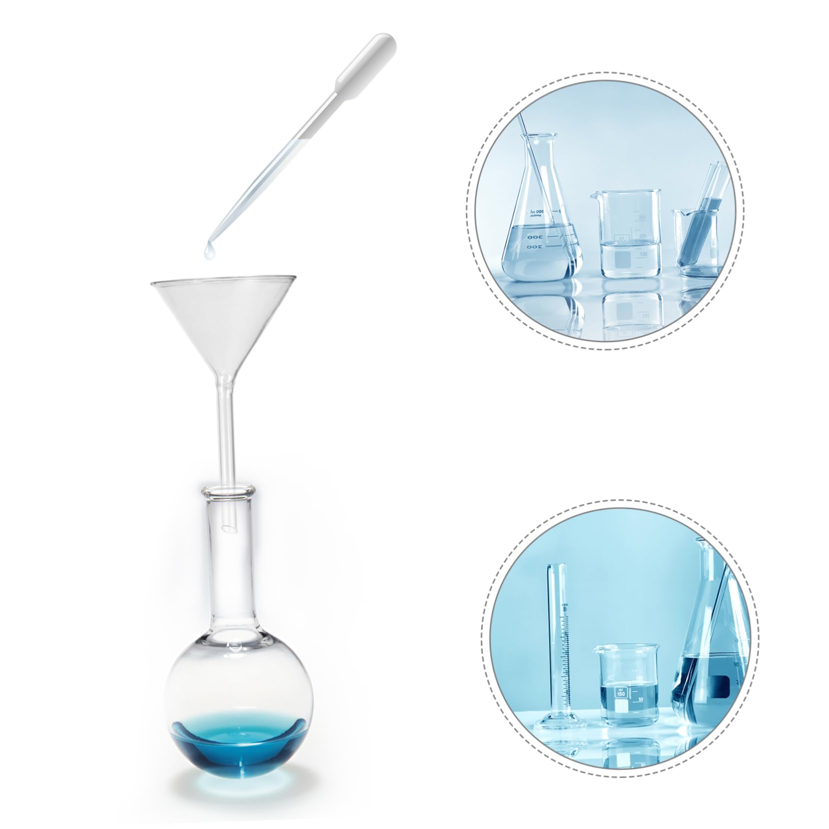 Cabilock Chemistry Lab Glass Funnel Set Short Tube Round Triangle Borosilicate High Visibility for Filling Liquids Extracts