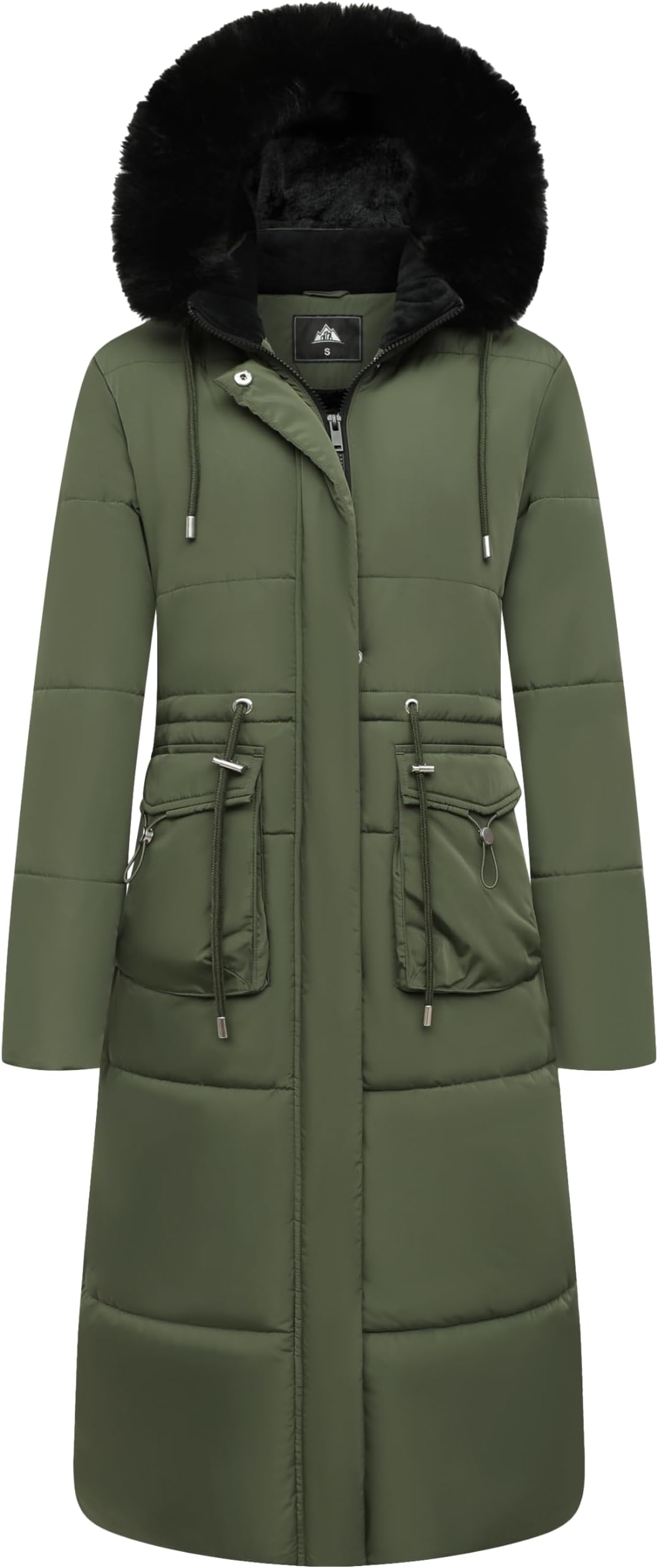 MOERDENG Women's Long Winter Puffer Coat Waterproof Warm Maxi Down Jacket Faux Fur Removable Hood Parka