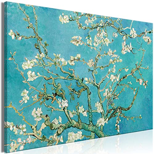 decomonkey | Impression sur Toile intissée Amandier 90x60 cm | 1 Piece | Tableau mural Image sur Toile Photo Images Motif Moderne Décoration tendu sur Chassis Vincent Van Gogh Arbre Fleurs Bleu Vert Cover