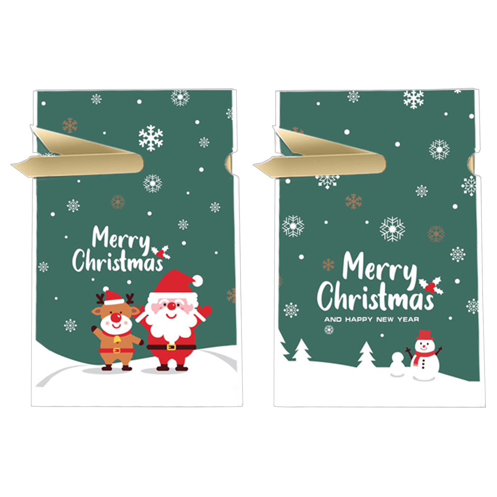 Kalttoy 50pcs / set Christmas Candy Bags PEVA Cartoon Santa Snowman Gift Bags for Christmas Packing Supplies Drawstring Gift Bulk Party Favor Snowman