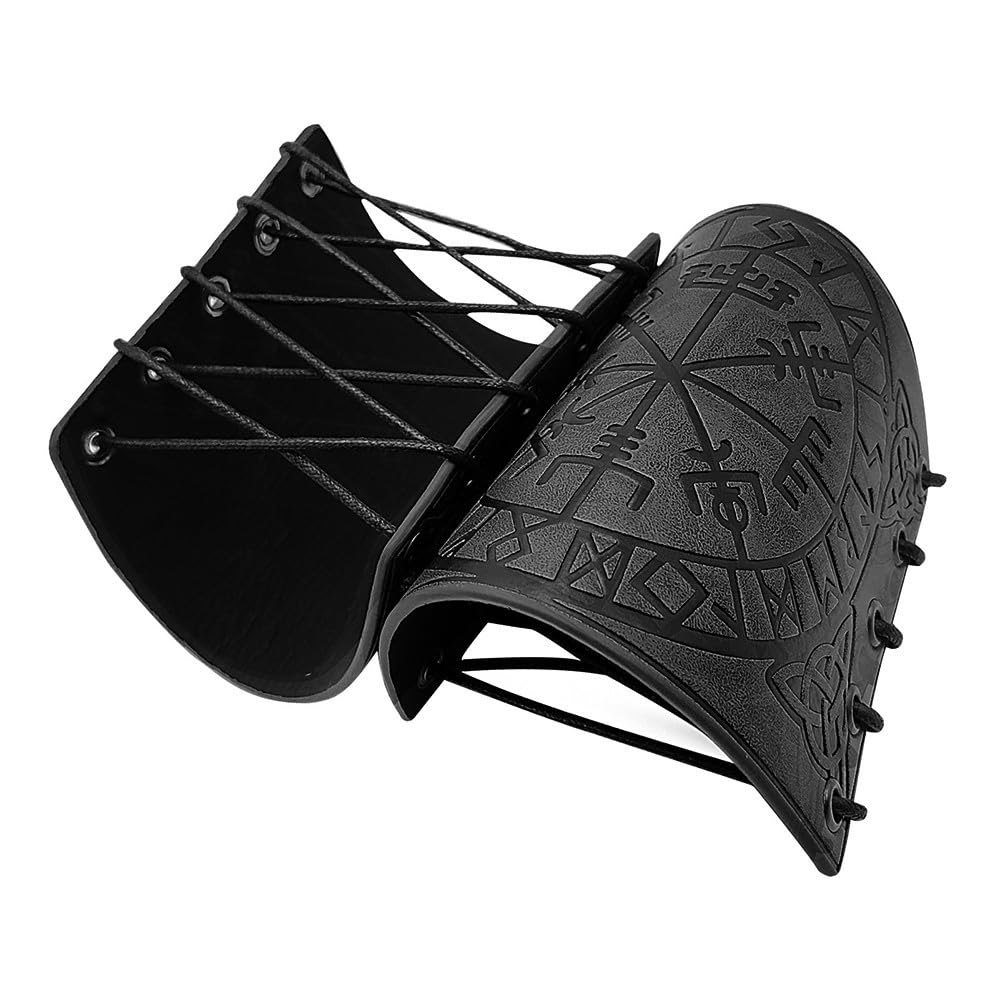 DONGKER 1 Paire de Protège-Bras en Relief,Brassards en Cuir Protège-Bras Réglable Norse Viking Arm Armor pour Hommes Femmes