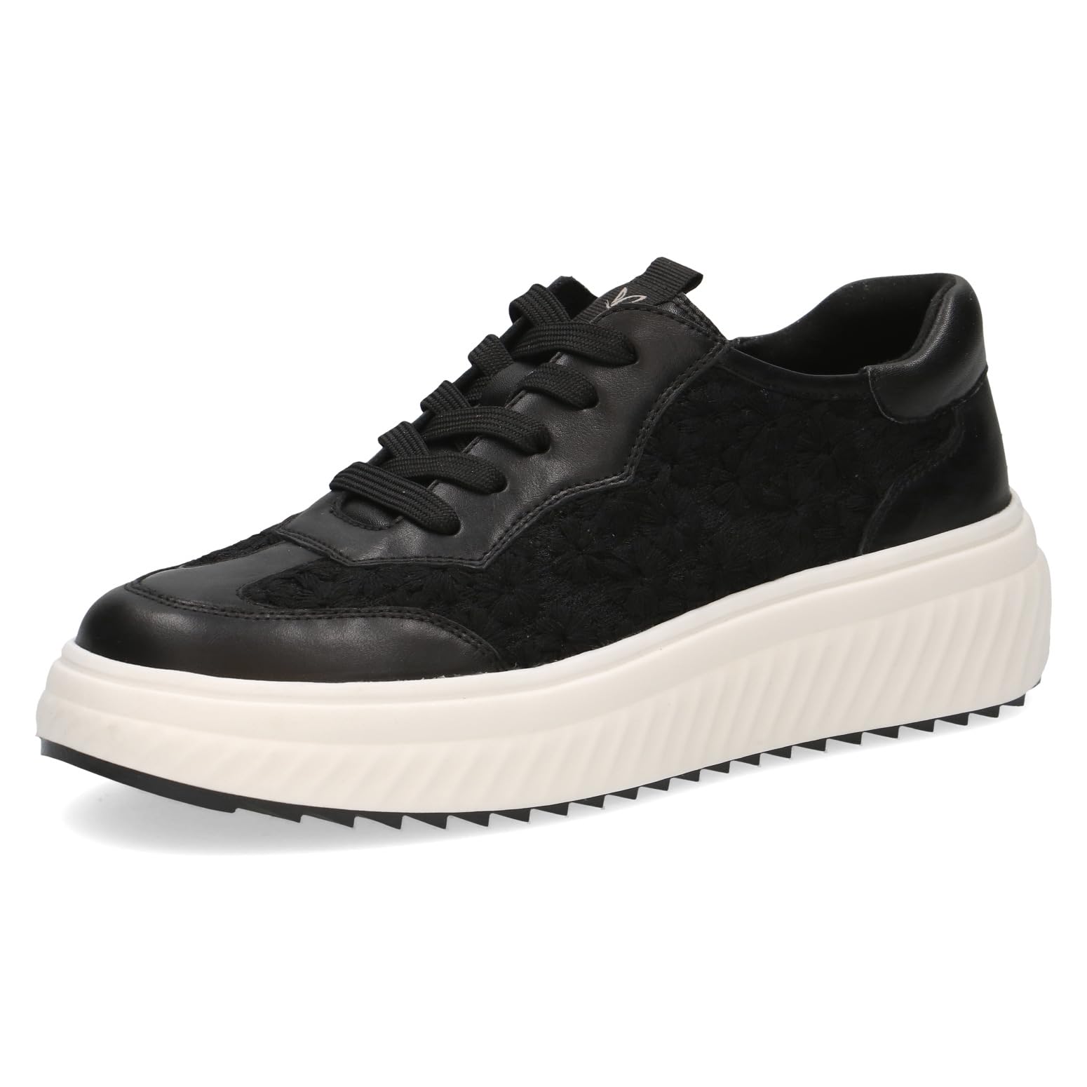 CAPRICE Women's Flat Sneakers, Black (Black Comb), 3.5 UK