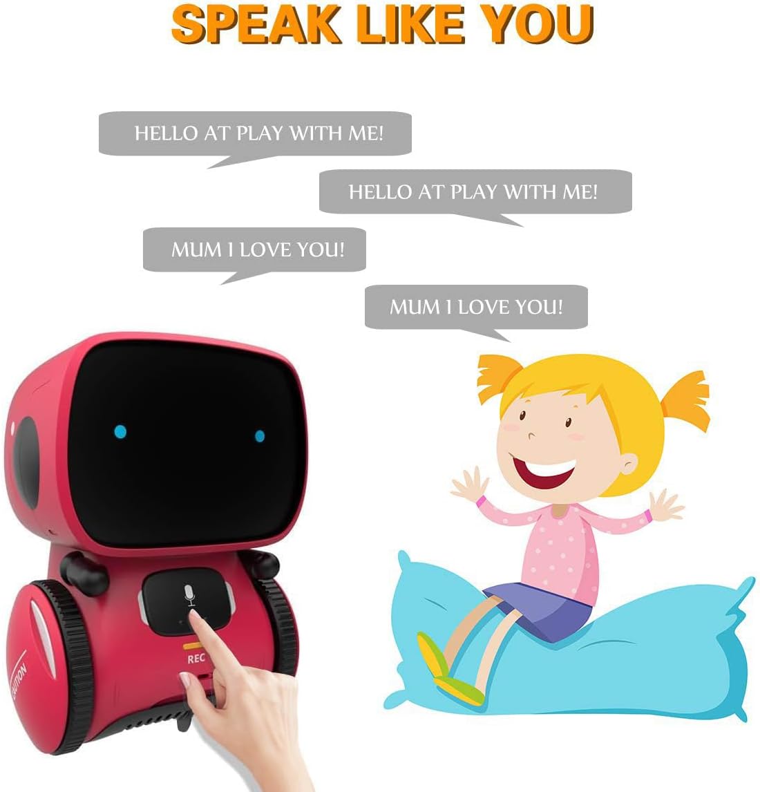98K Robot Toys for Girls and Boys Rechargeable, Touch and Voice Control Robots Interactive Talking Smart Partner and Teacher with Singing, Dancing, STEM Toy Gifts for Kids Age 3 and Up