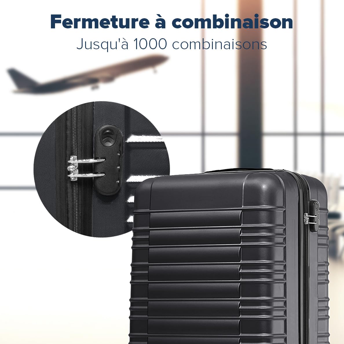 TRVLMORE Set Valise Rigide - Lot Valise - 3 Set de Valise de Voyage - Set Valises Rigides 4 roulettes - Luggage - Set 3 Valises - Ensemble Valise - Suitcase Set - Noir