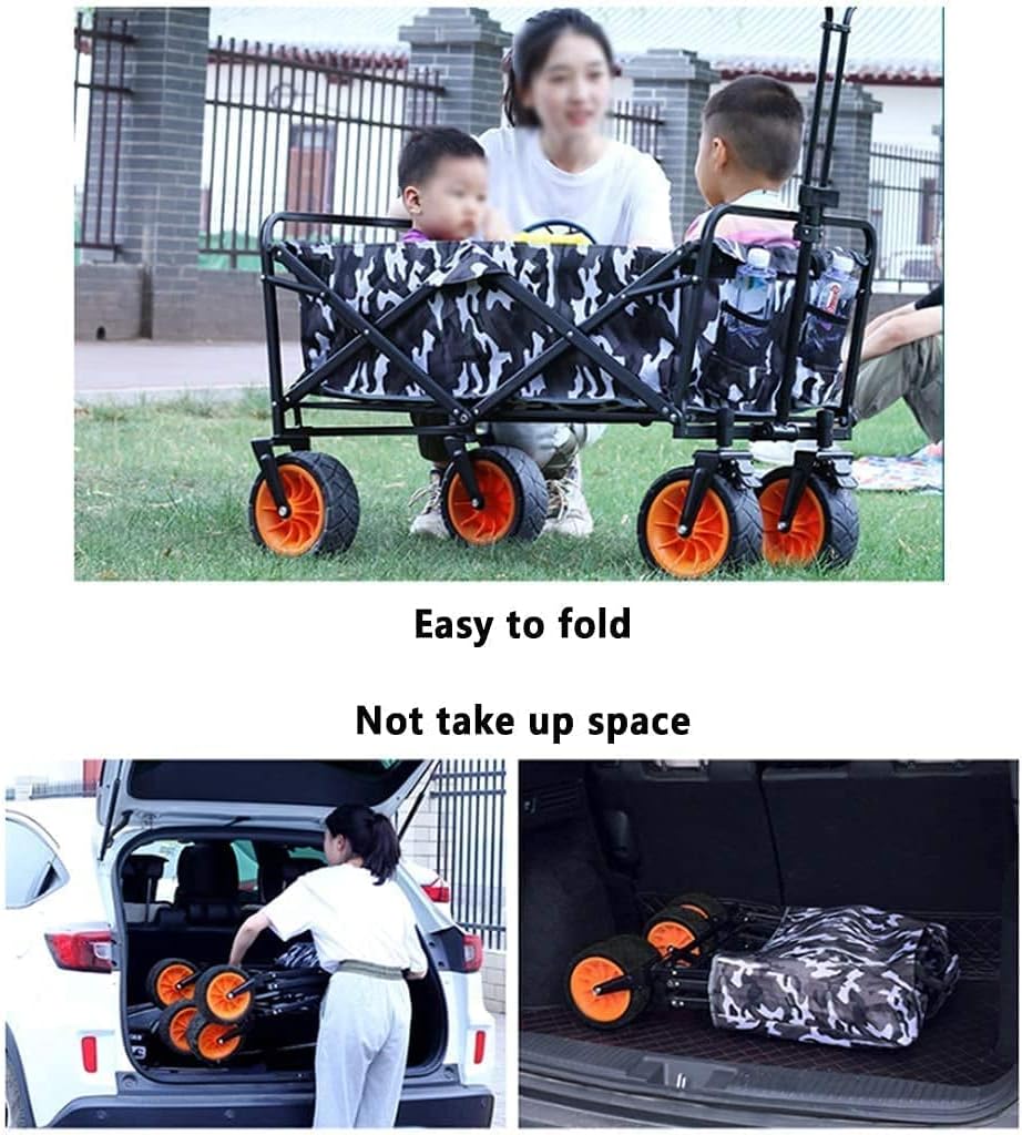 Portable Camping Cart,Outdoor Folding Utility Wagon Heavy Duty Garden Cart Folding Wagon Utility Truck Adjustable Handle Portable Camping Trolley Load-Bearing 80kg / 176lbs
