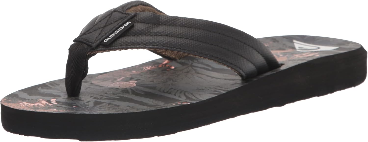 Quiksilver Men's Carver Print Flip Flop Sandals, Black 3, 13