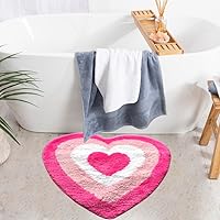 Vista 5 de Evovee Alfombra de baño de corazón rosa, divertida y bonita, decoración de baño, San Valentín, alfombra de ducha retro, funk, estética, divertida
