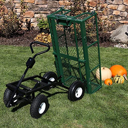 Sunnydaze Utility Steel Dump Garden Cart, Outdoor Lawn Wagon With Removable Sides, Heavy-Duty 400 Pound Capacity, Green #TOP1