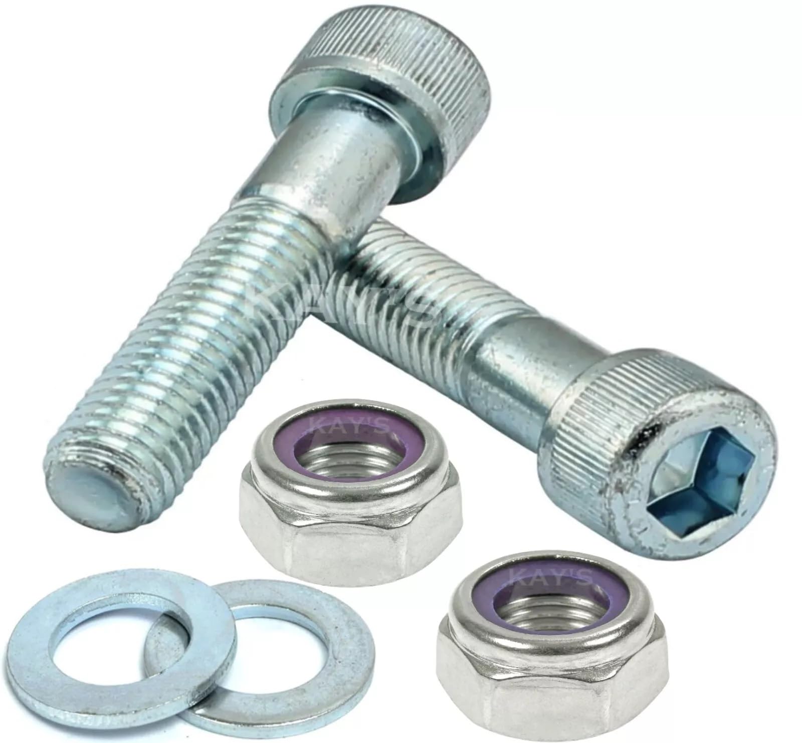 M6 Hexagon Socket Cap Screws, Nyloc Nuts & Washers Zinc Plated (50, M6 x 45mm)