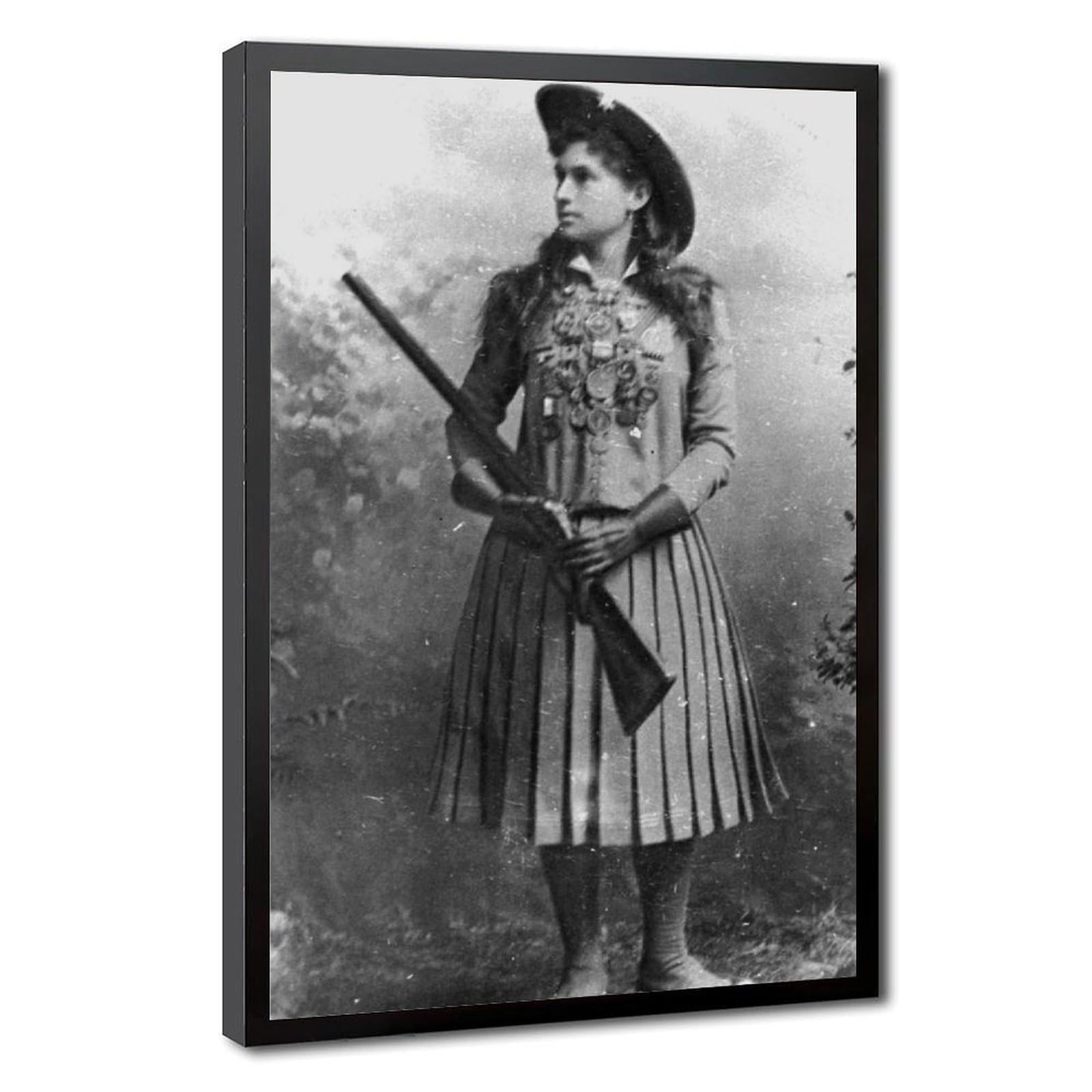 WCYB Annie Oakley Portrait Western Gun Owner Photograph Posters Prints Canvas Deco Paintings Wall Art Hangable Frame 8" L X 12" W