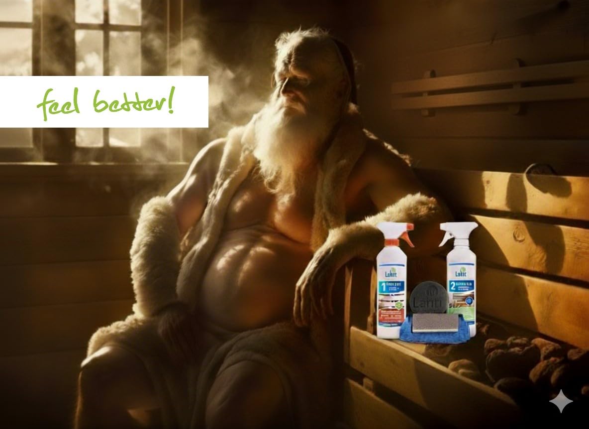 Lahti Sauna Care Set - Set für HolzSchutz, Reinigung und Pflege Ihrer Sauna - 1 PURUVESI, 2 OULUJÄRVI + Zubehör