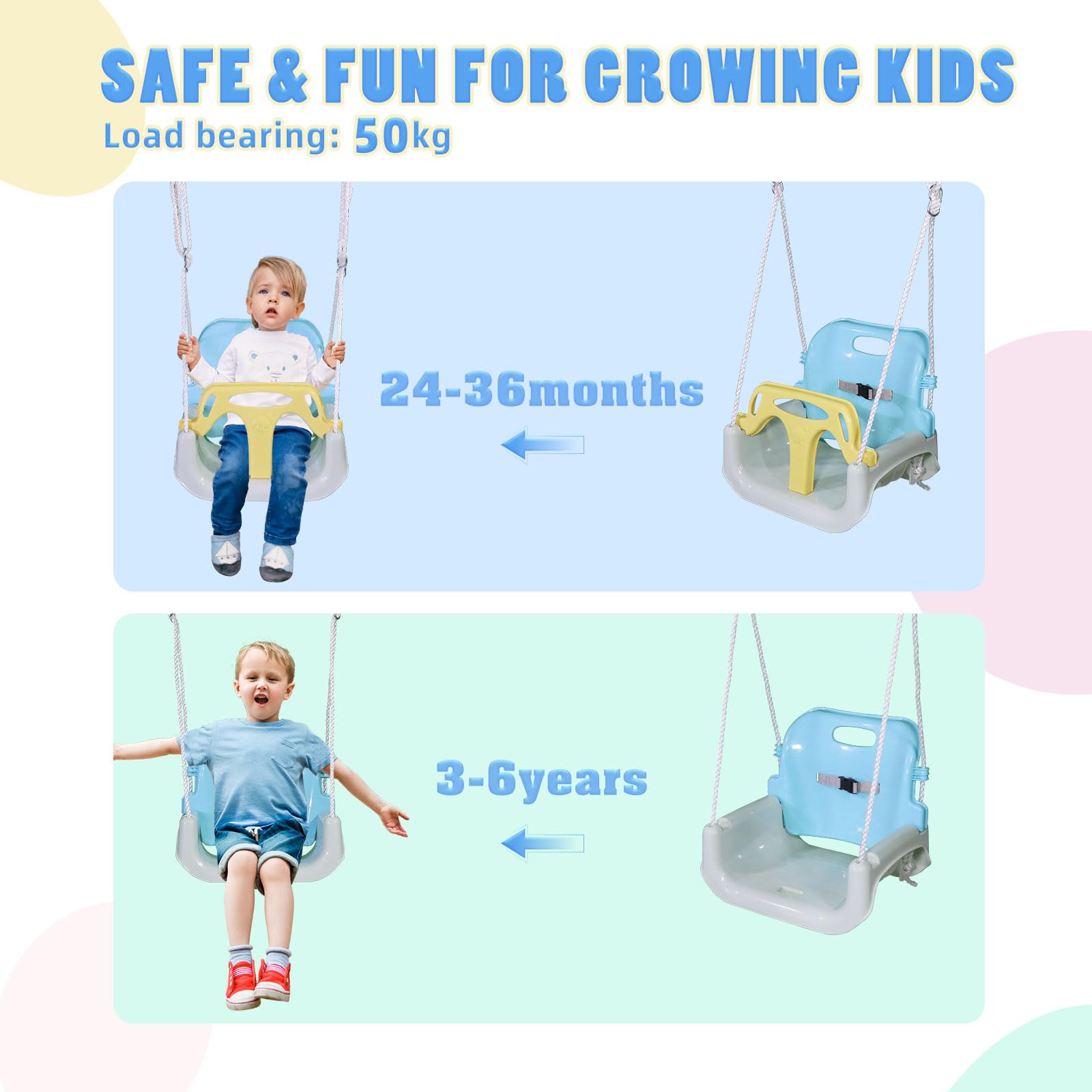 CCLIFE Altalene da Giardino per Bambini con Struttura In Metallo per Esterno Interno Altezza Regolabile ZERRO