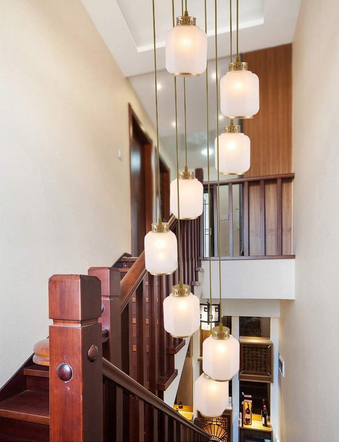 PCXEHUYP Loft Rotating Minimalist Spiral Staircase Long Creative Hotel Villa Stairwell Chandelier 40x180cm Home Decor Lamp