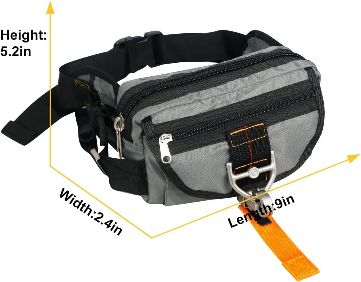 Tactical Waist Bag Parachute Buckle Multi-Pocket FannyPack Grey | Koisgext tactical waist bag, tear-resistant nylon, 9"x5.2"x2.4", 0.8 lbs, parachute buckle, multi-pocket, zipper pockets