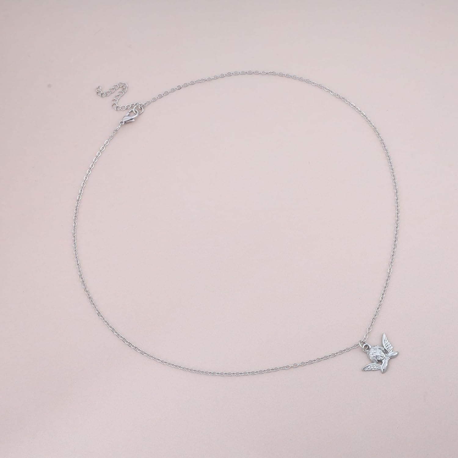 Andelaisi Boho Angel Pendant Necklace Vintage Angel Wing Necklace Silver Angel Choker Necklace Minimalist Cupid Angle Necklace Jewelry for Women - Image 3