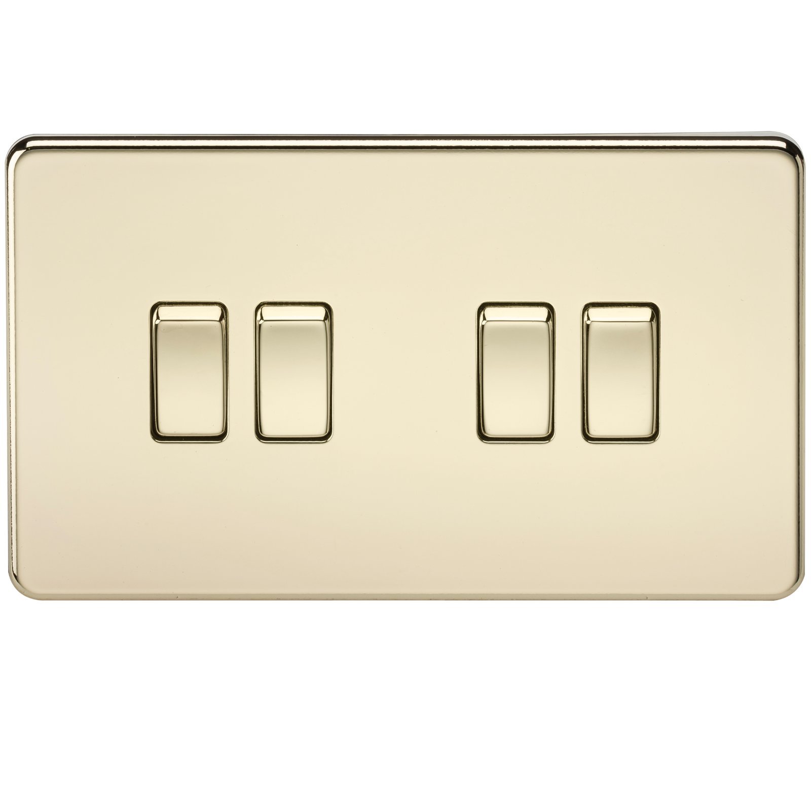 Knightsbridge Polished Brass Sf4100pb Screwless 10 A 4-Gang 2 Way Switch,