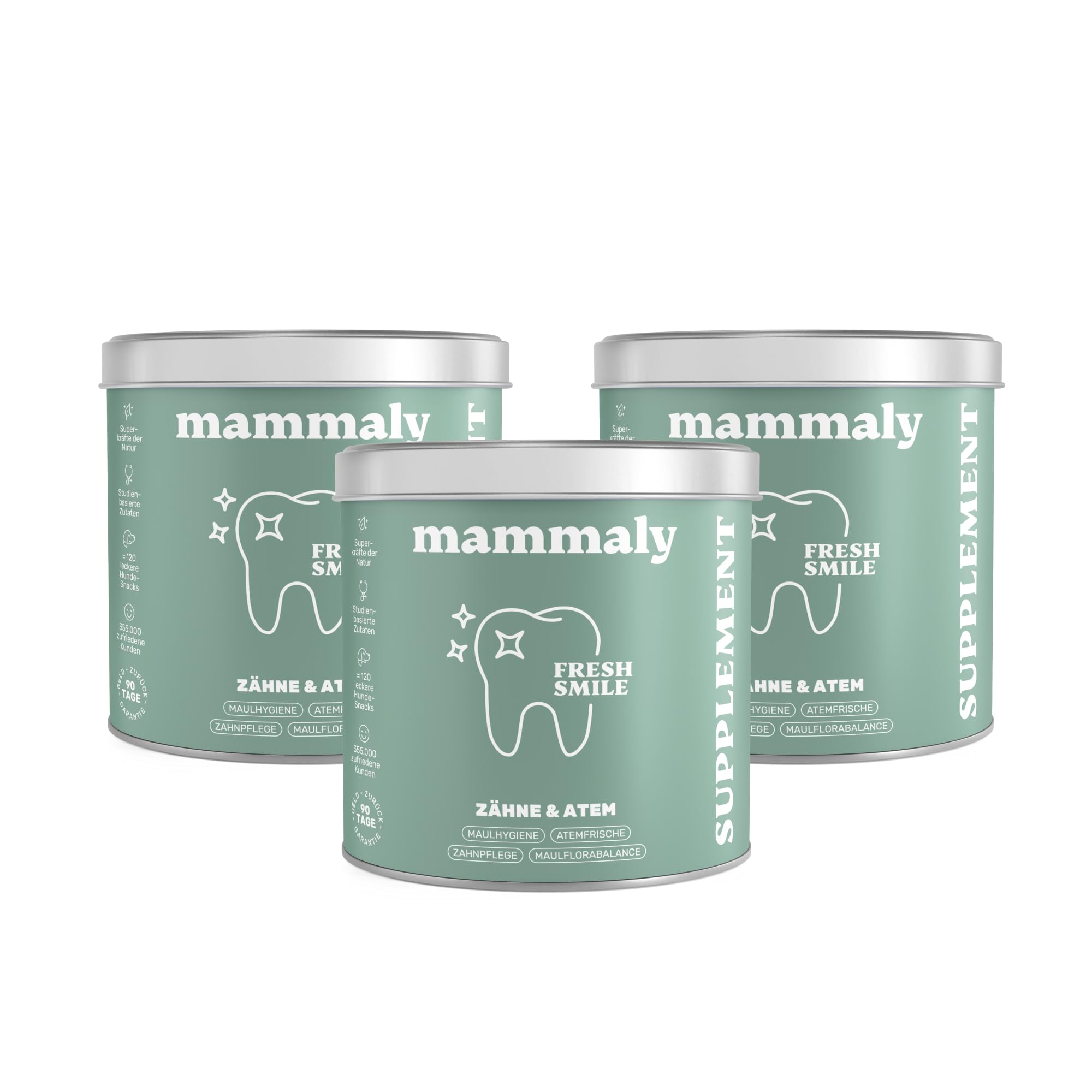 10-in-1 Zahnpflege Leckerli für Hunde - Fresh Smile 330 Snacks (975g) von mammaly - Gegen Mundgeruch, Zahnstein mit Pfefferminz, Seealge, Vitamin C, Petersilie u. v. m. für Maulhygiene, Mundpflege