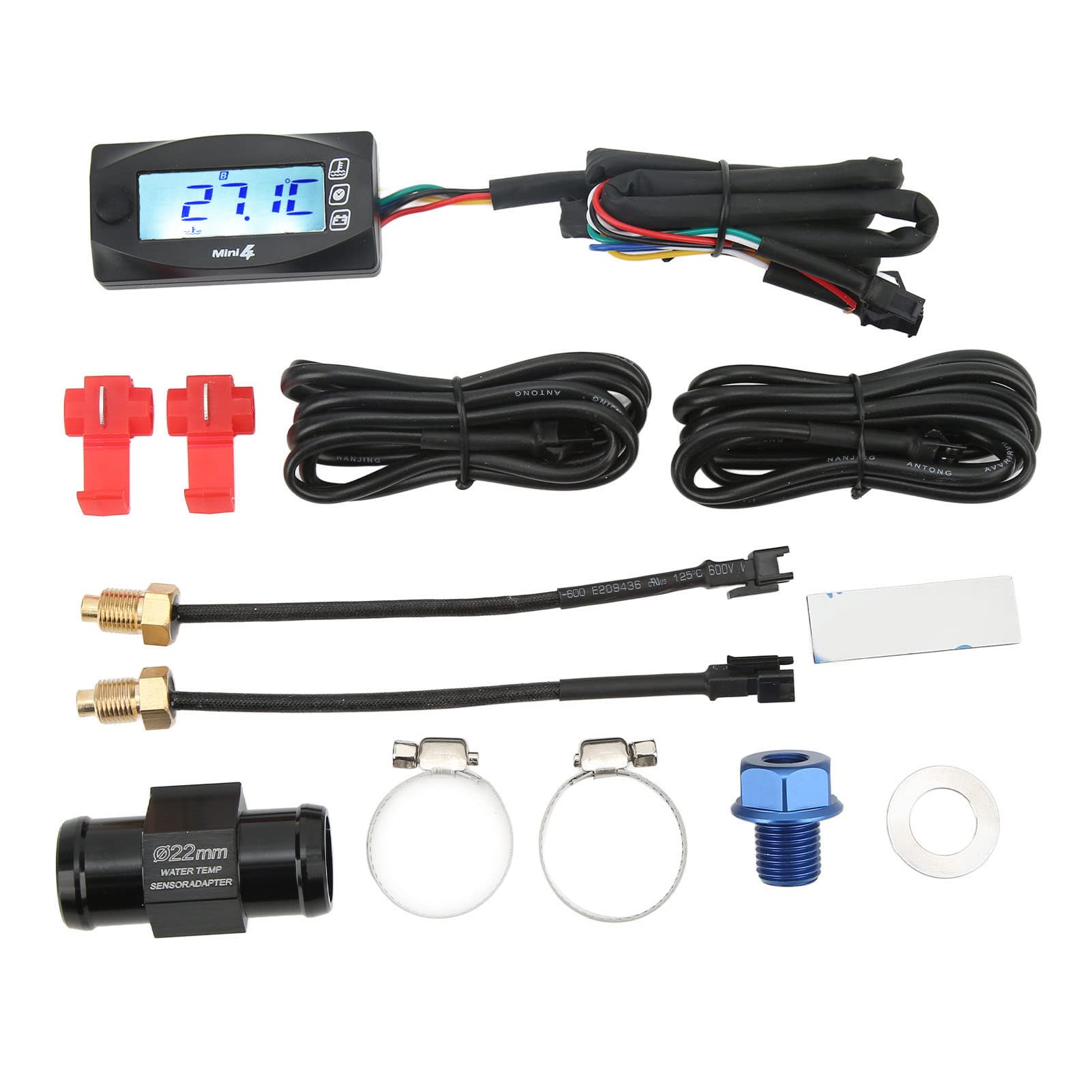 Indicatore della Temperatura dell'olio, Schermo LCD Impermeabile Display Digitale dell'Indicatore della Temperatura dell'acqua 4 in 1 per Moto (M14*1.5)
