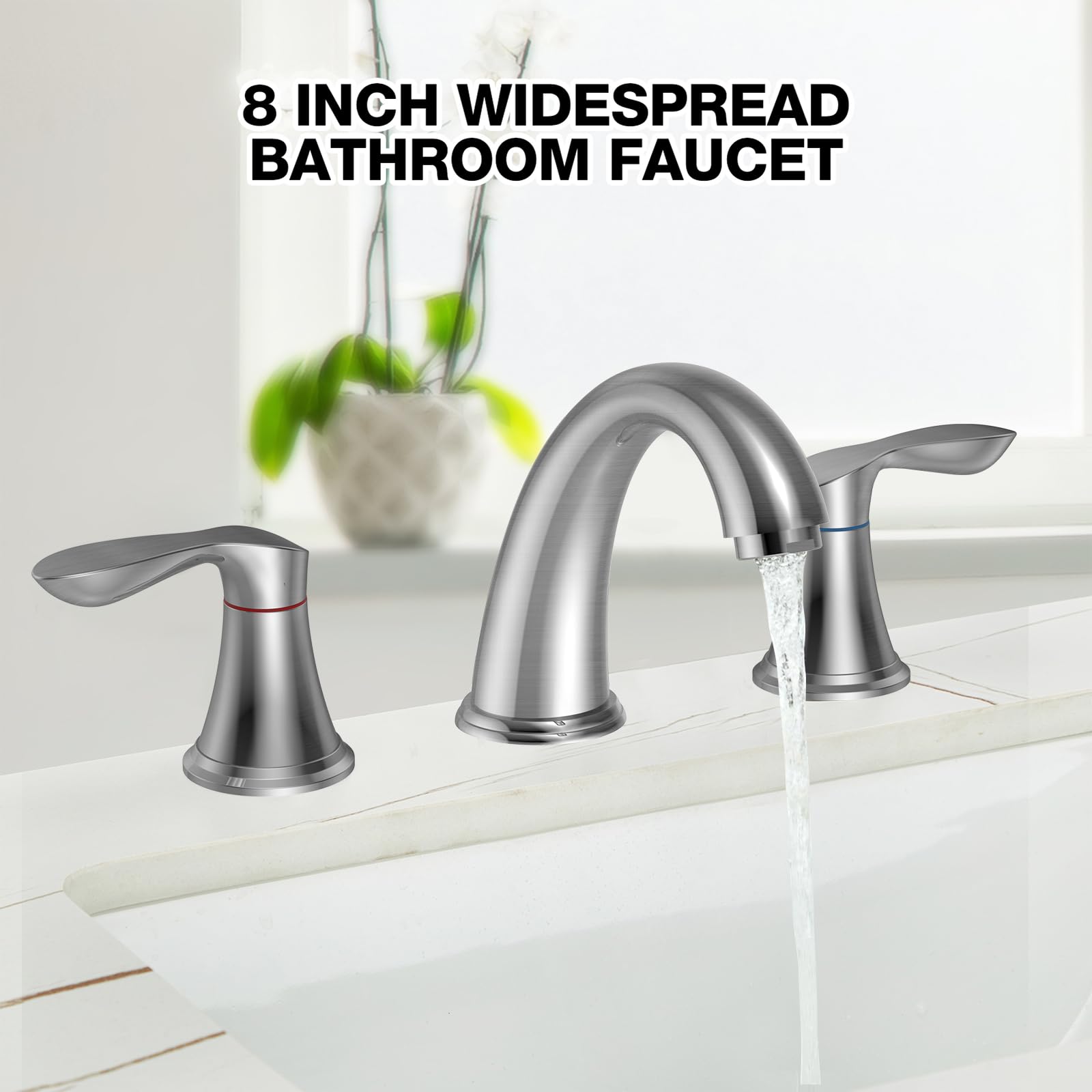 Badezimmer-Wasserhahn Mit Pop-Up Ablauf – 3-Loch, Gebürstetes Nickel, Bleifrei
