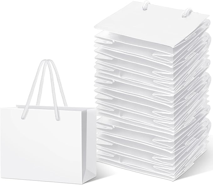 Fainne 24 Pcs Extra Small White Gift Bag 4 x 5 x 2 Inches