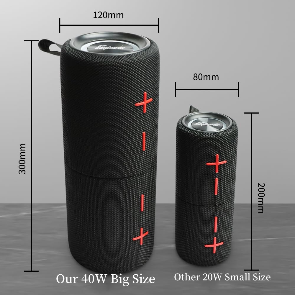 CYBORIS Double haut-parleur Bluetooth 2 en 1 40 W étanche sans fil V5.3 basses profondes son stéréo puissant 24 h lecture véritable appairement