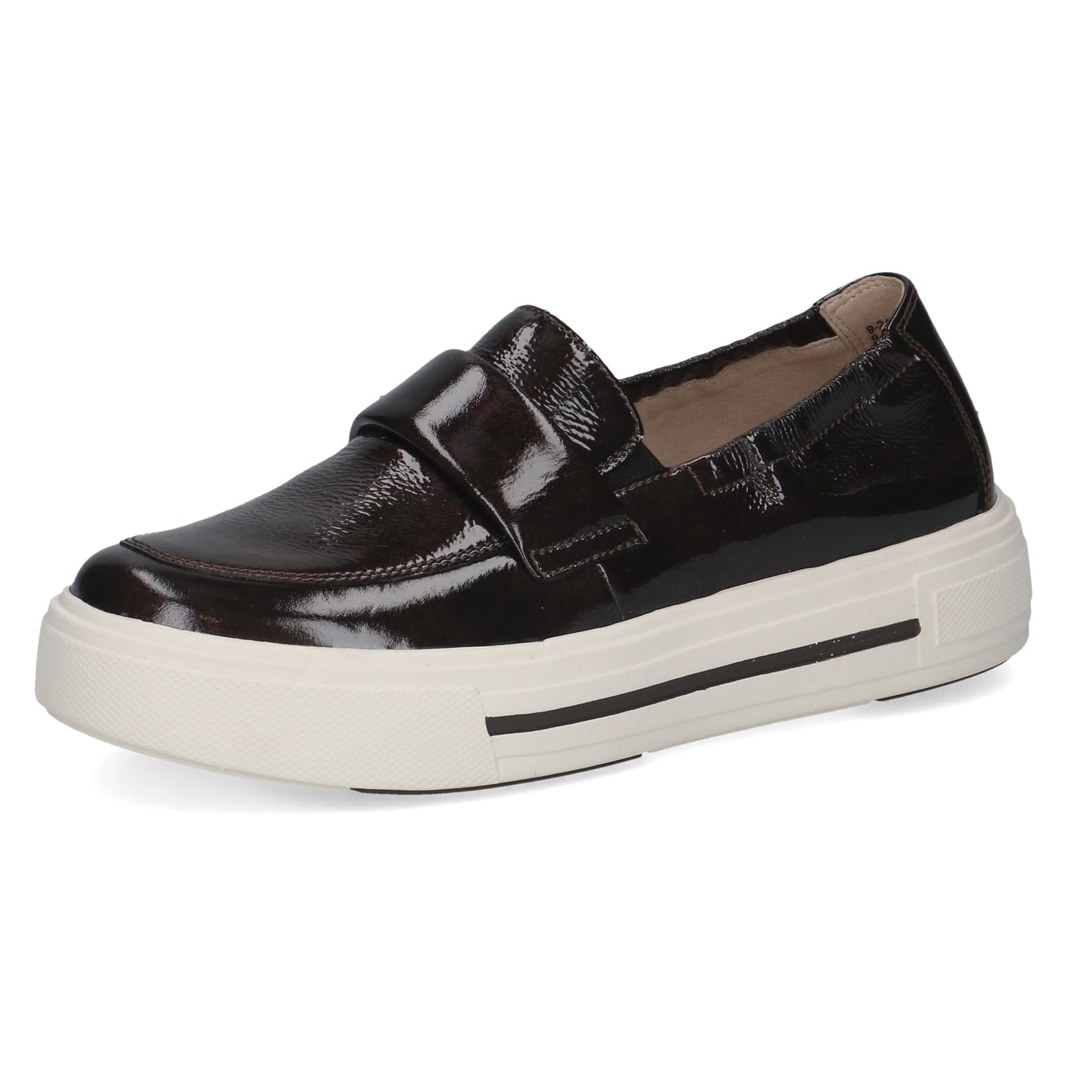 CAPRICE Women's Slip-on Leather Platform Sneakers, Red (Bord. Naplak), 5.5 UK