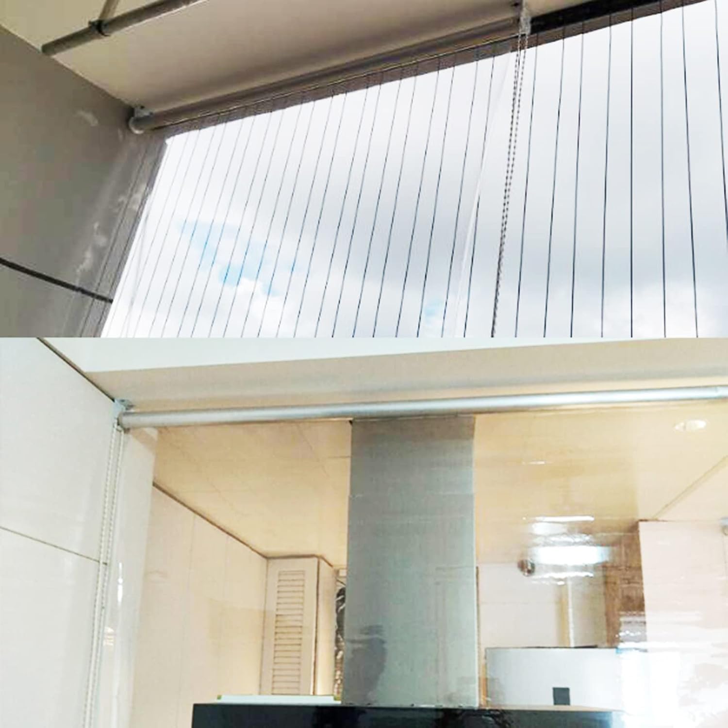 Stores enrouleurs Transparents, Stores enrouleurs extérieurs, Stores enrouleurs en Plastique Transparent for Cuisine intérieure et extérieure(1.0 * 2.0m)