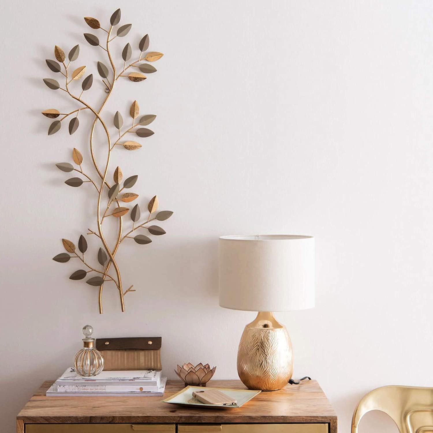 MK Craft And Decor Leaf Metal Wall Art Gold And Black Color For living Room, Bedroom, Hotel, Dining Room, & Office-image-35