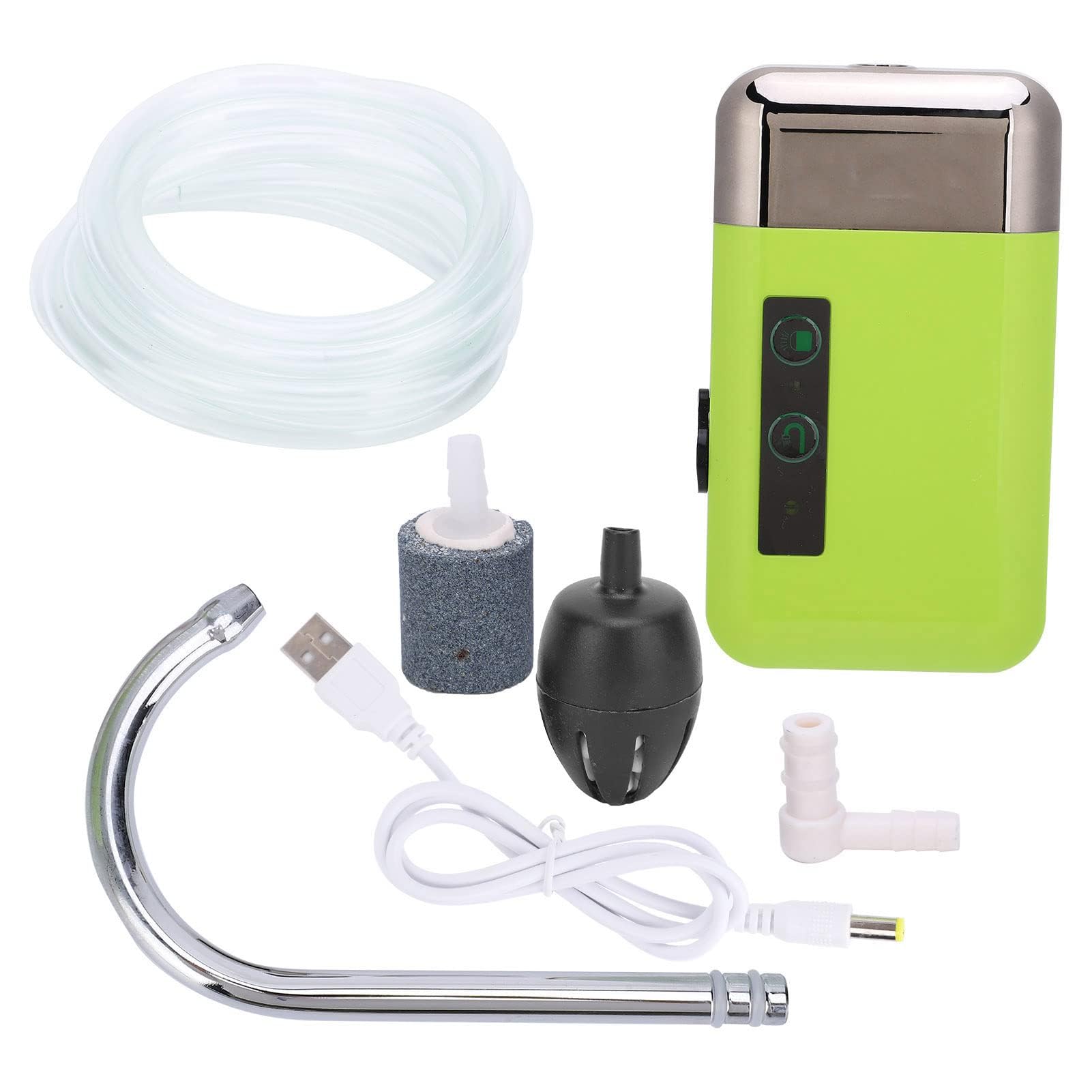 Ejoyous Pompe à Oxygène Rechargeable, 3 Modes, avec Lumière LED, Multifonctionnelle, pour Aquarium et Pêche en Plein Air