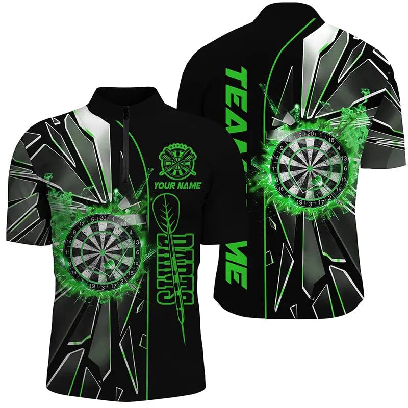 Personalisierte Grüne 3D-Dartshirts für Herren & Damen - Individuelle Dartliga-Trikots - Bestes Darttrikot T2151