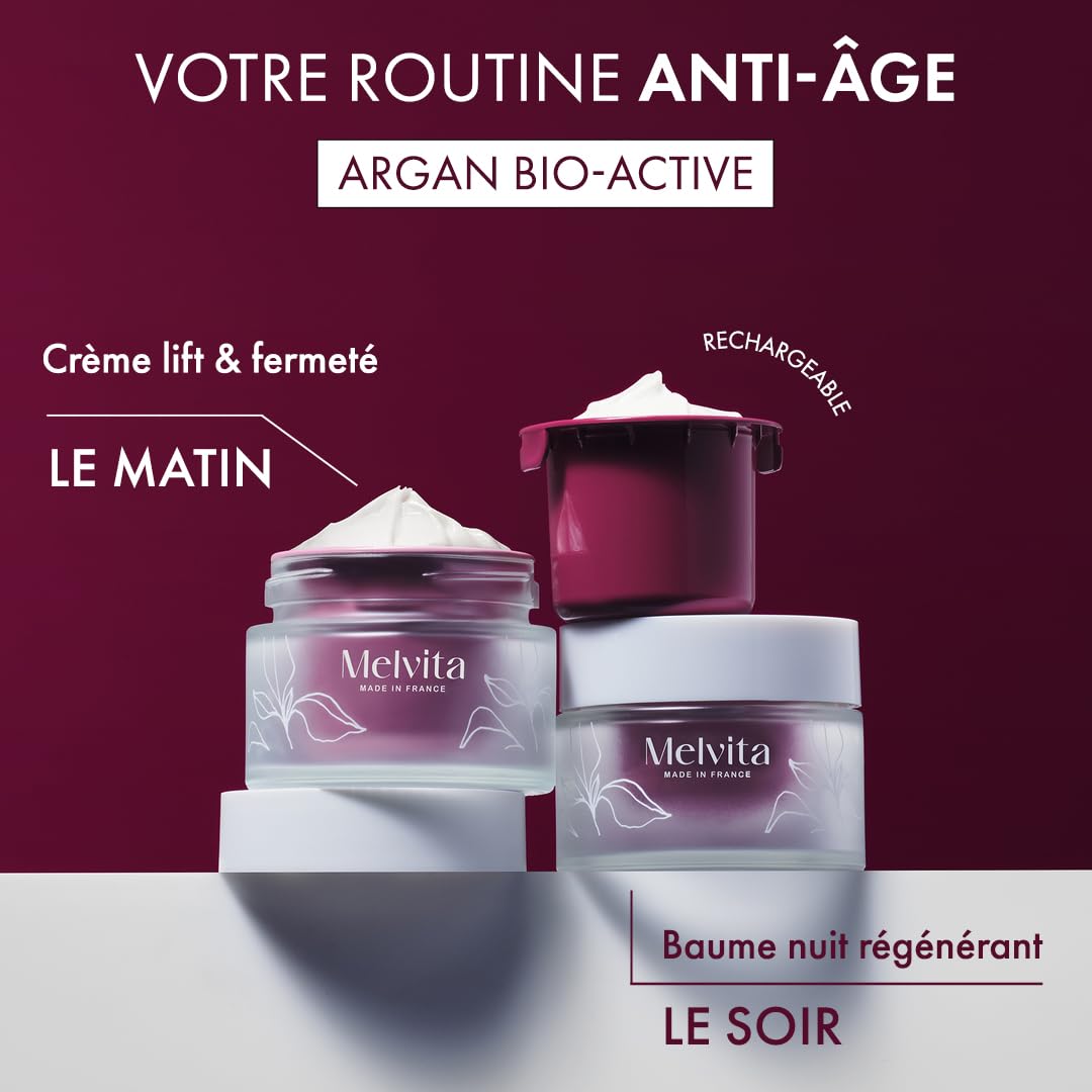 Melvita - Soins Anti-Âge Argan Bio Active Visage - Effet Régénérant - Adaptés à Tous Types de Peaux - Fabriqués en France