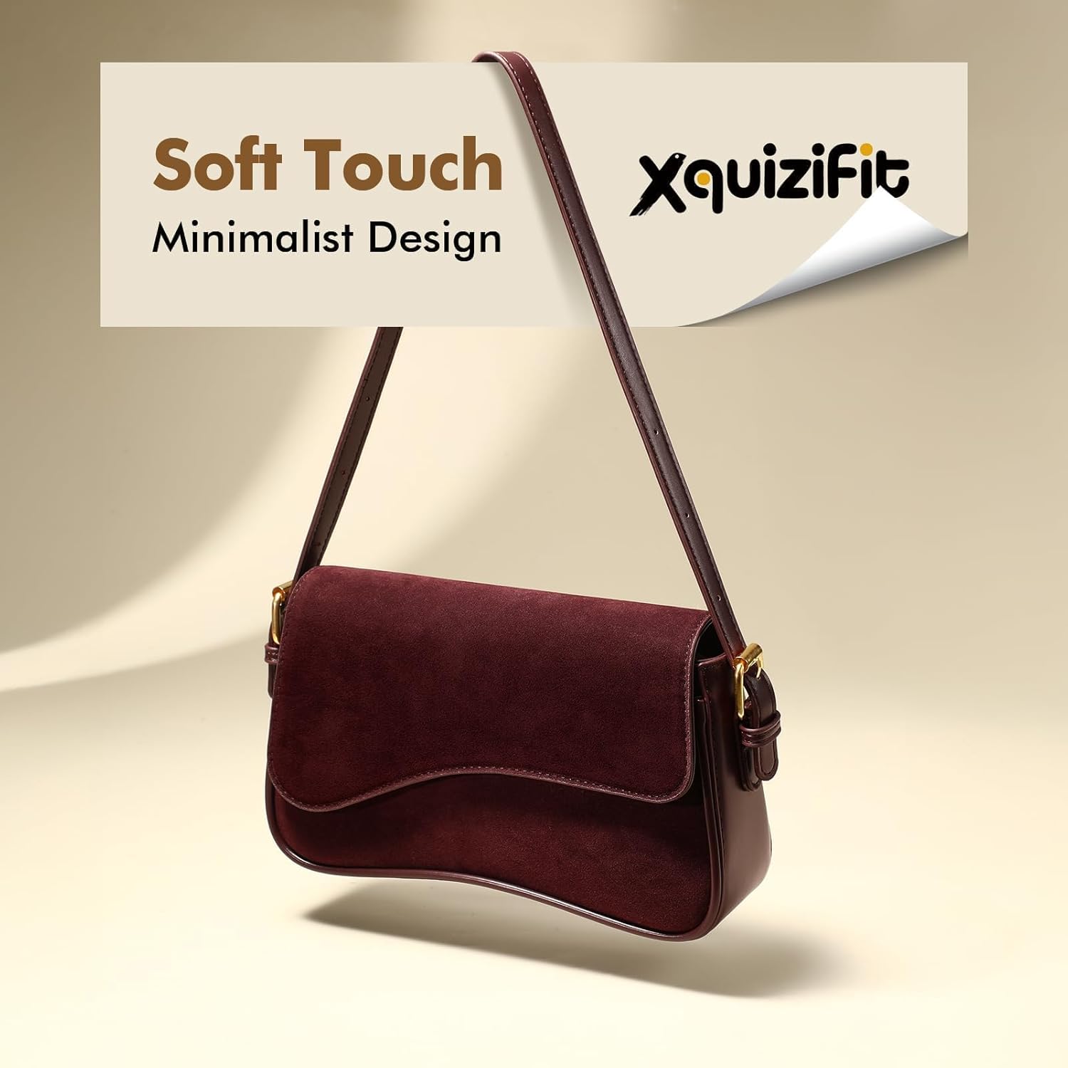 Shoulder Bag for Women Small Purse Mini Hobo Handbag Trendy Suede Purse with 2 Detachable Shoulder Straps - Image 6