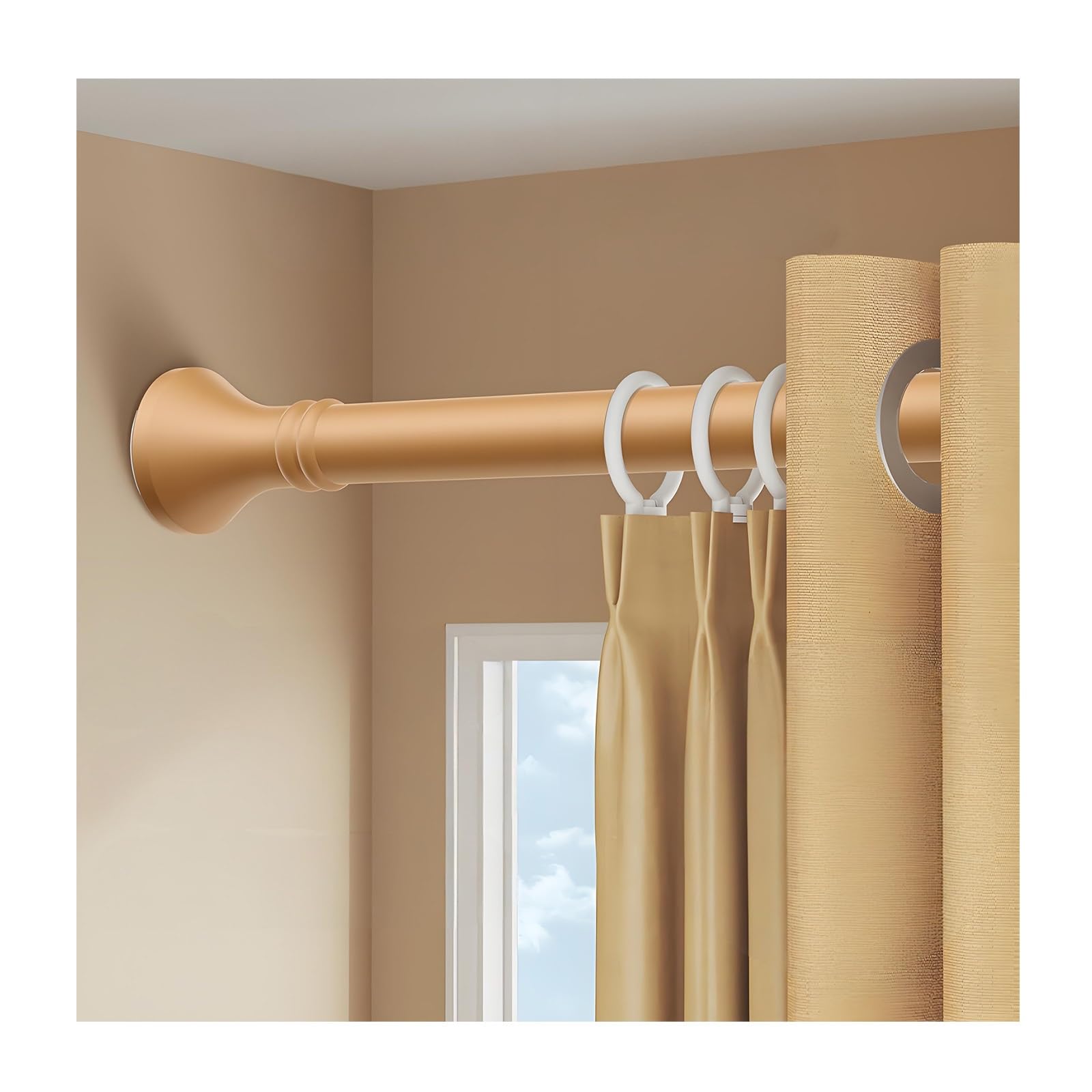 WQPMNYG Adjustable Extendable Shower Curtain Rod 1m5m No Drill RustFree Tension Pole for Bathroom & Window Easy Installation (Yellow 0.50.75m/19 29")