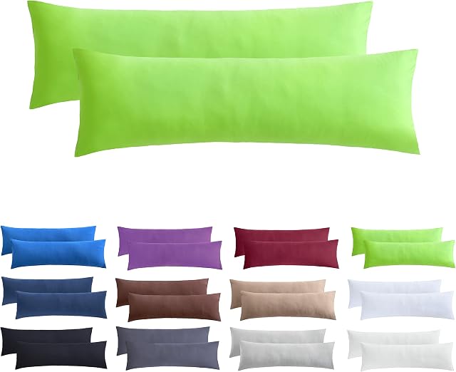 Zestaw 2 poszewek na poduszki NatureMark z dżerseju z certyfikatem öko-Tex, bawełna, jabłkowa zieleń, 40 x 145 cm (Seitenschläfer/Stillkissenbezug)