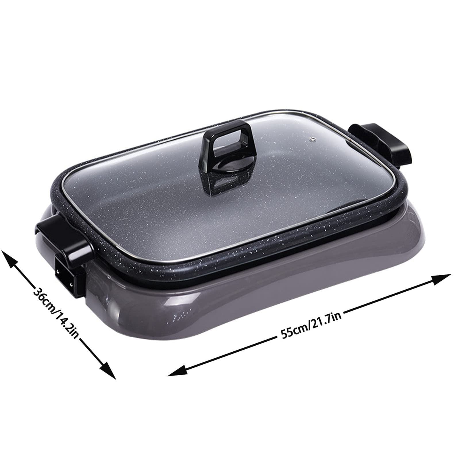 Grill Senza Fumo per Interni, con Coperchio in Vetro Temperato, Piastra Grill per il Controllo Della Temperatura di Balconi Interni, Facile da Pulire, Black
