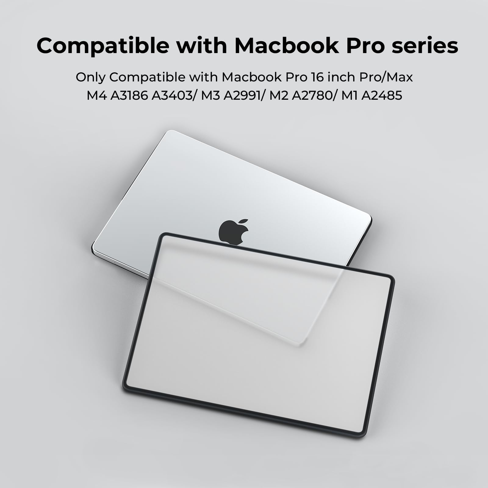 BlueSwan Cover compatibile con MacBook Pro 16 Pro Max 2024-2021 M1 A2485, M2 A2780, M3 A2991, M4 A3186 A3403 Telaio in TPU Anti-Rottura Cover Rigida Protection - (Bordo Nero) Trasparente Opaco
