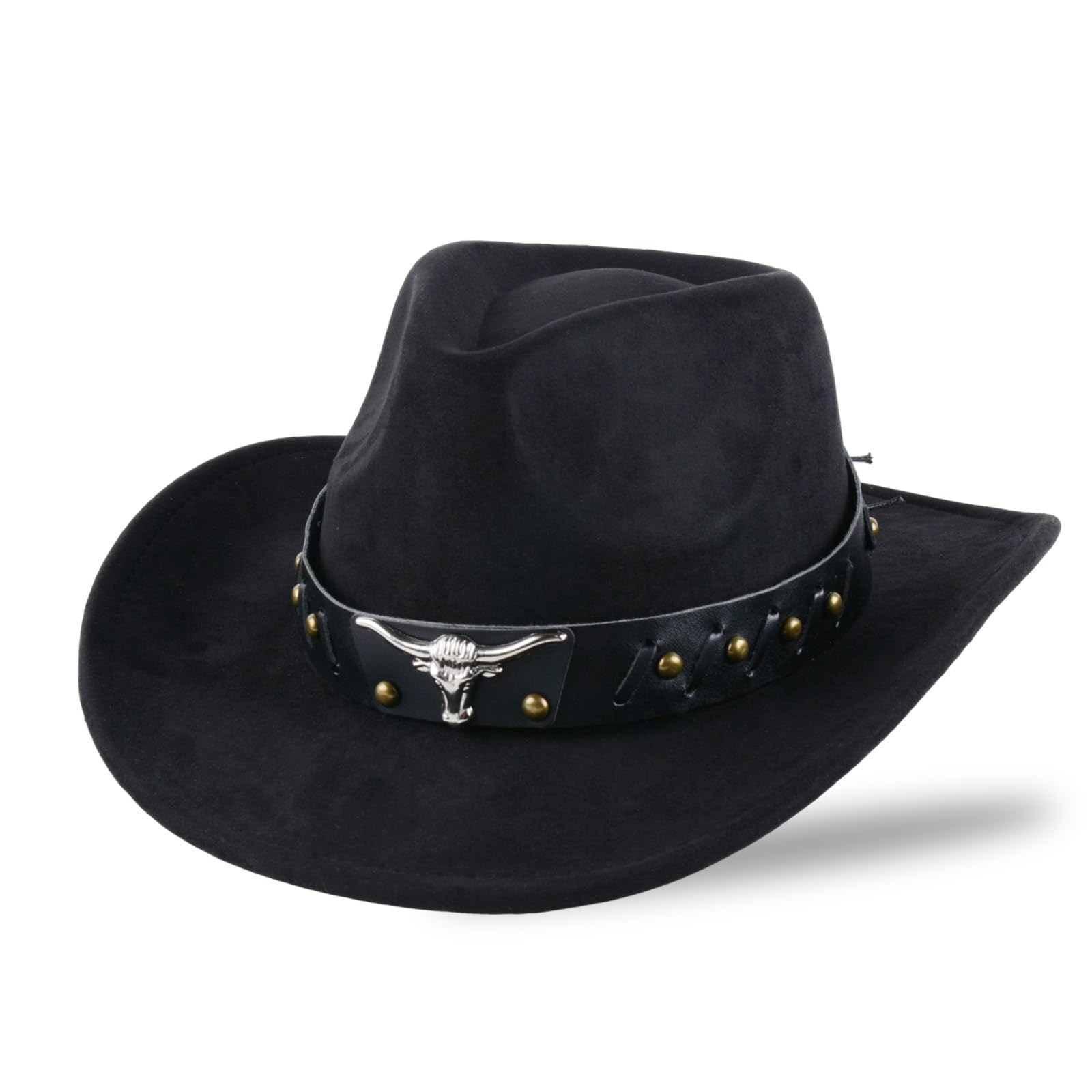MYKAGS Chapeau de Cowboy pour Femmes et Hommes, Chapeaux Western en Daim, Chapeau Panama, Chapeaux de Cow-Boy à Large Bord, Cow-Girl Western en Daim