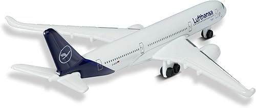 Miniatura 2 de Majorette 212057980Q02 Airbus 350 Lufthansa, avión, diseño original, juguete, avión, aprox. 4.3 in, blanco, para niños mayores de 3 años