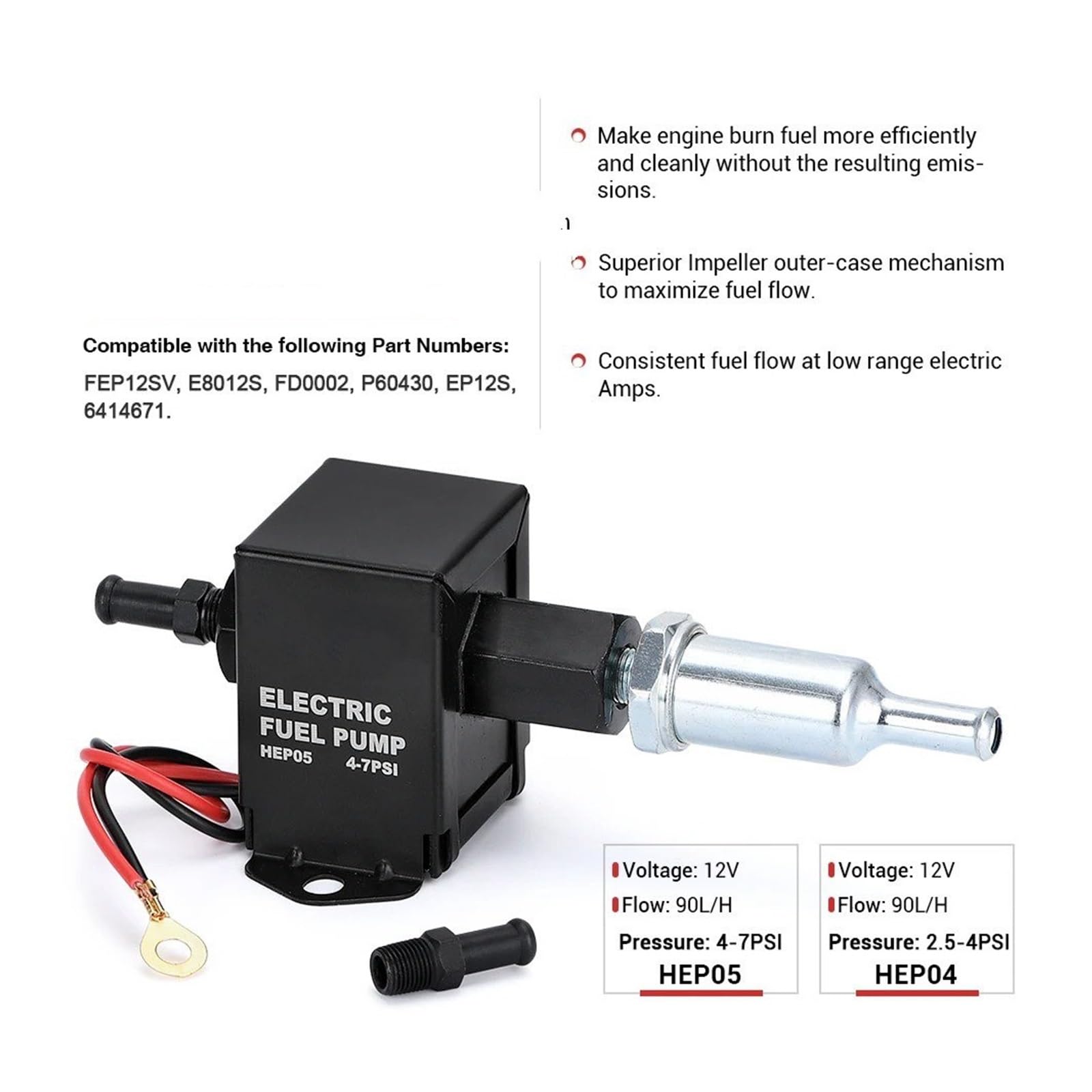 Sensor Nivel Combustible Para Gasolina Para Diésel 40104 40106 40107 P502 Bomba De Combustible Electrónica En Línea Universal 12V 4-7PSI Alta Presión 90LPH