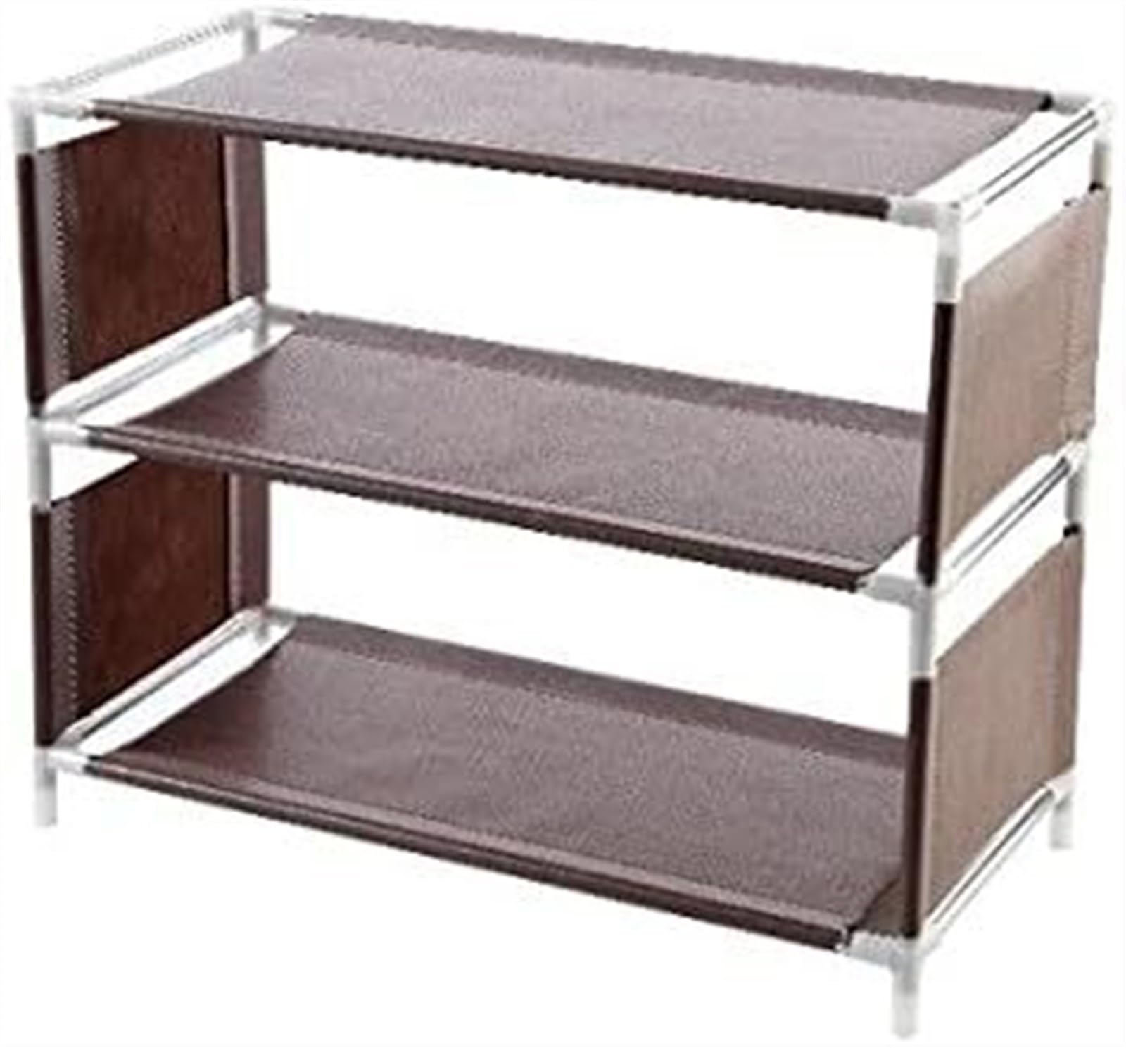 Estante para zapatos de 3 niveles café organizador multifuncional de tela