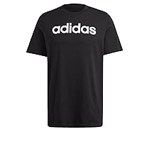 adidas Uomo Essentials Single Jersey Linear Embroidered Logo Tee, Black, S