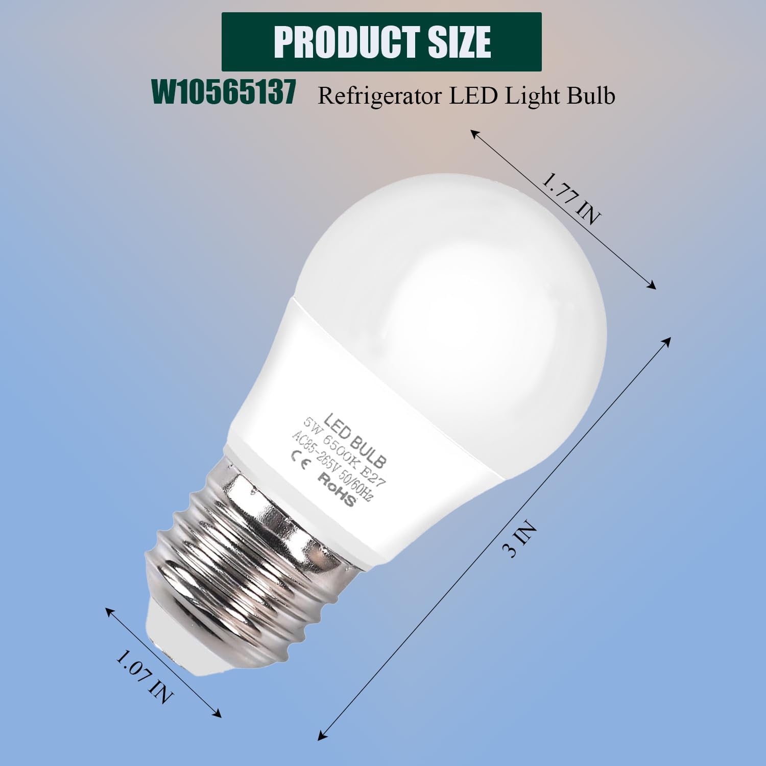 W10565137 Refrigerator LED Light Bulb Lamp Compatible with Whirlpool Maytag W11338583 W11043014 W10745744 W11196500 Freezer Lights Bulb 2PCS