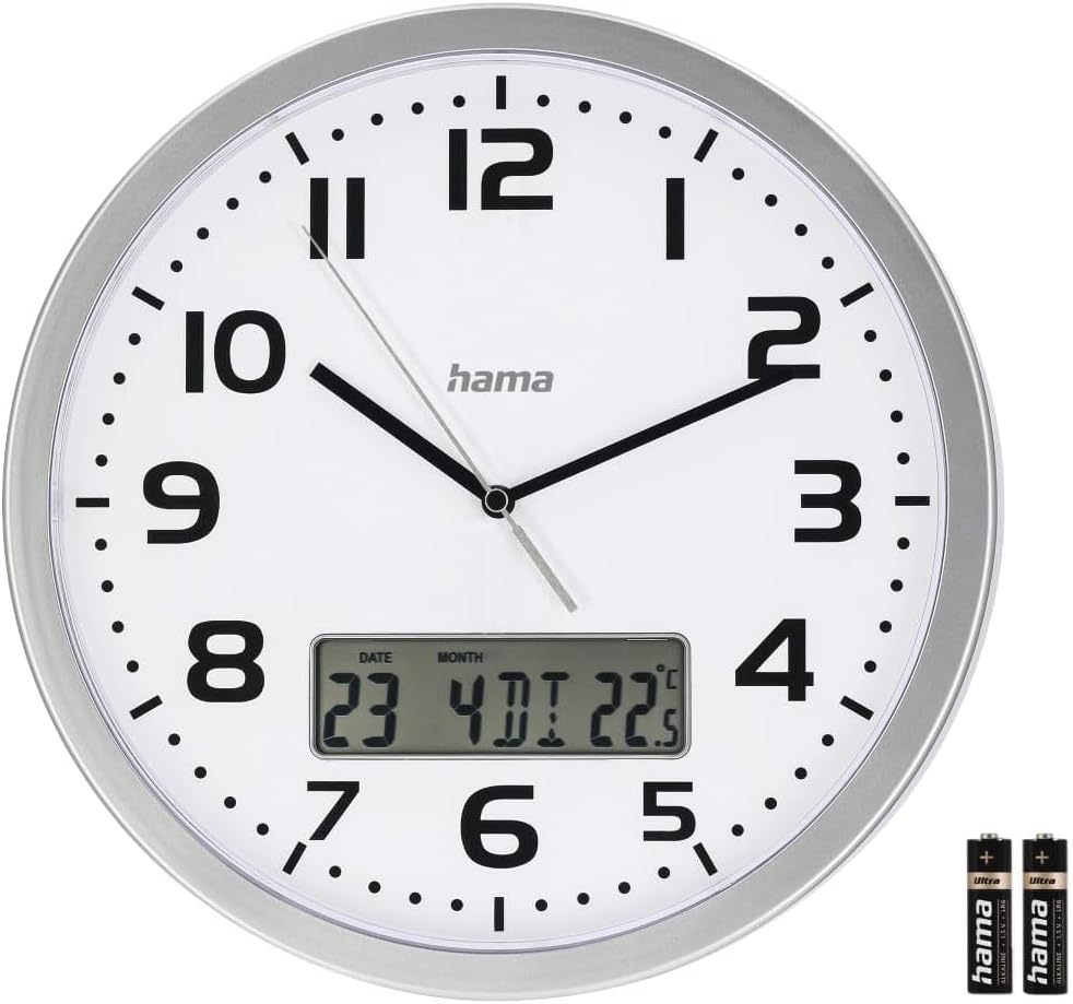 Hama Clock, Silver, Large