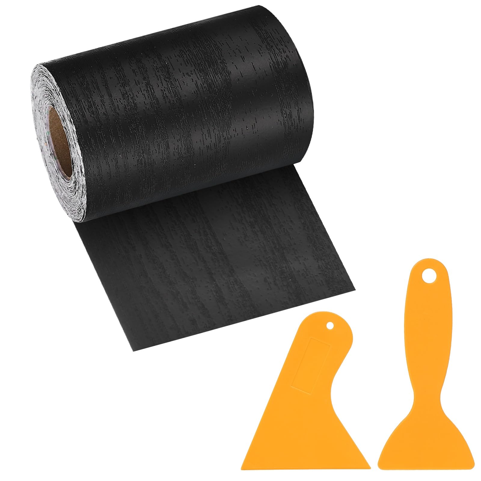 PATIKIL Wood Grain Repair Tape, 3" x 33' Self Adhesive Realistic Wood Tape with Scraper Durable Repair Patch for Furniture Floor Window Door Table DIY Home Decor, Black Wood Grain